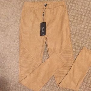 Suede moto leggings.